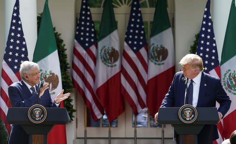 Foto del miércoles del presidente de EEUU, Donald Trump, y su par de Mexico, Andres Manuel Lopez Obrado, en la Casa Blanca