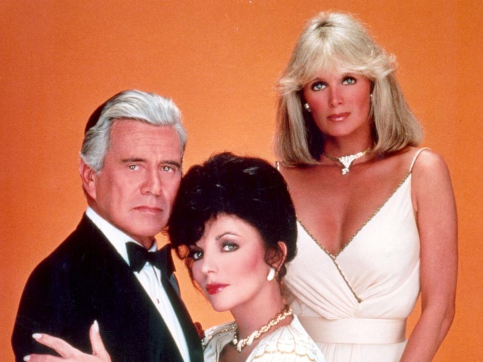 John Forsythe, Joan Collins and Linda Evans in ‘Dynasty' (Moviestore/Shutterstock)