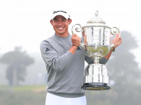 Collin Morikawa celebrates winning the PGA Championship to clinch his first major title (Getty)