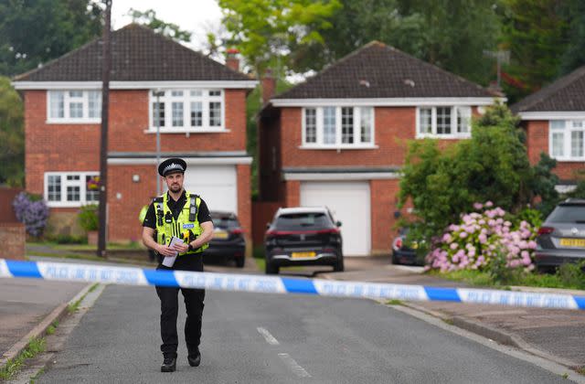 <p>James Manning/PA Images via Getty</p> The crime scene in Hertfordshire, England
