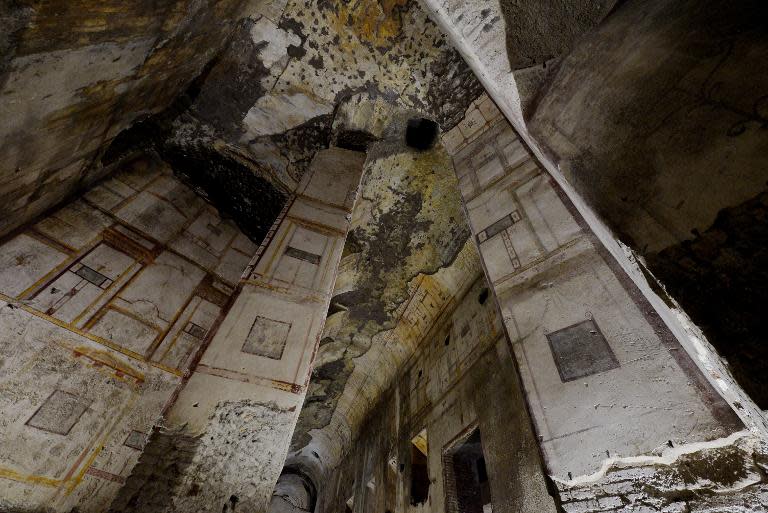 A picture taken on June 18, 2014 in Rome shows the ancient Domus Aurea site (Golden House), built by Roman emperor Nero