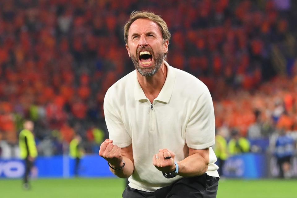 Emotional release: Gareth Southgate has won back the faith of the England supporters (Getty Images)