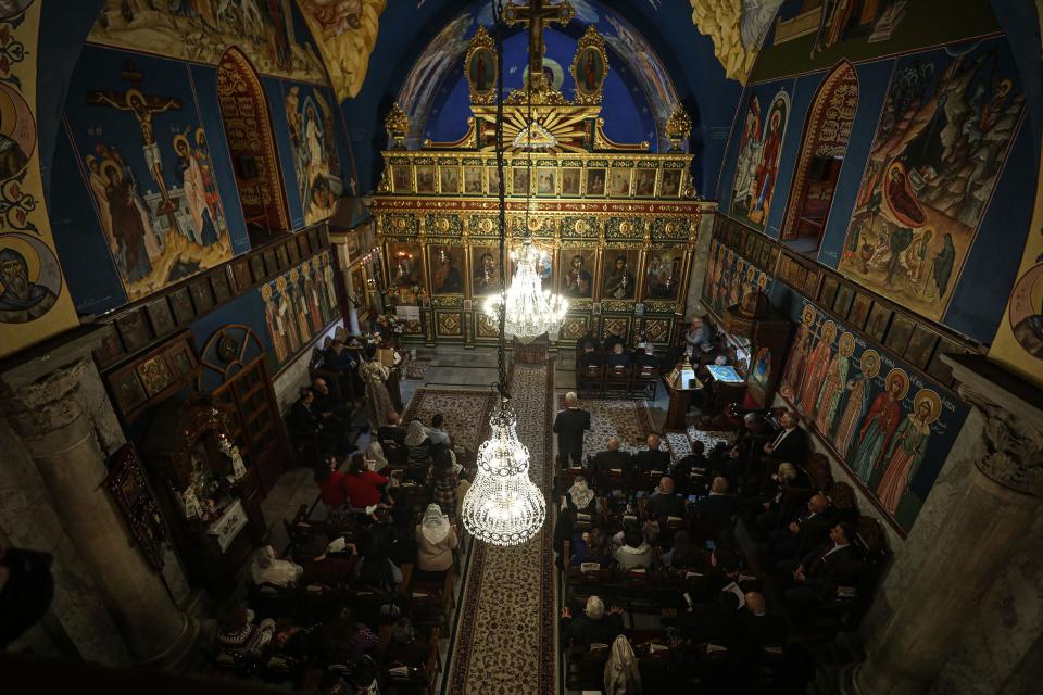 The Church of Saint Porphyrius in Gaza City, Gaza on Christmas in 2023