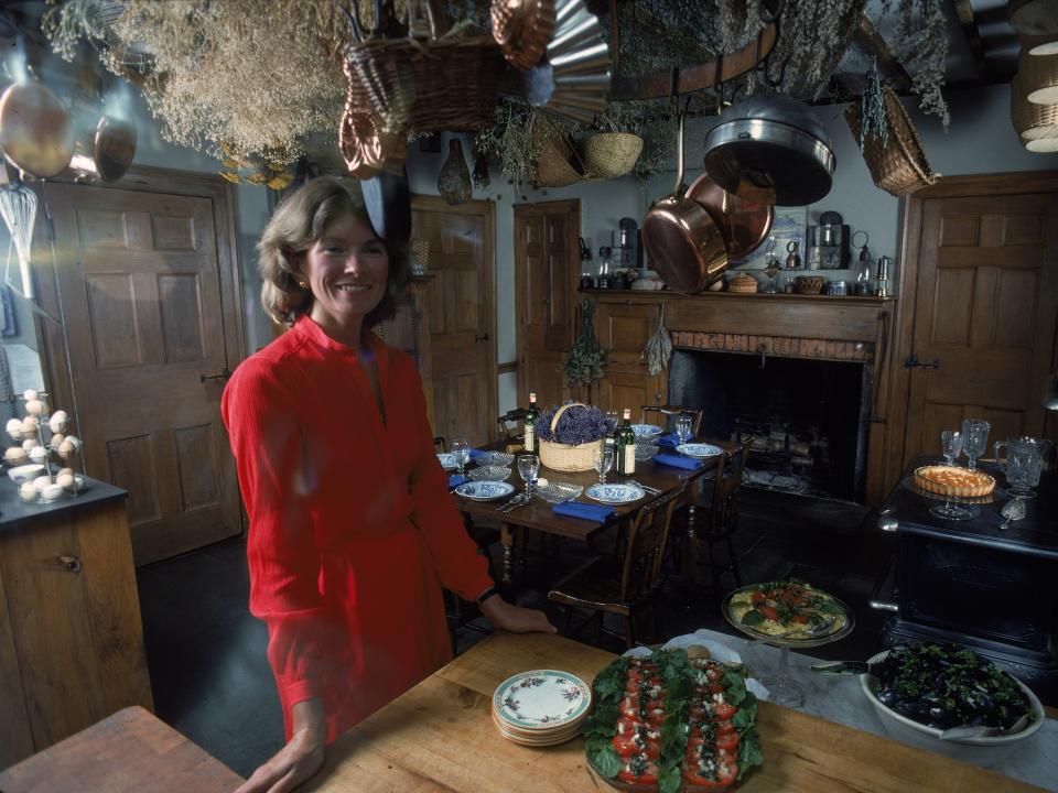 Martha Stewart stands in a kitchen in August 1976
