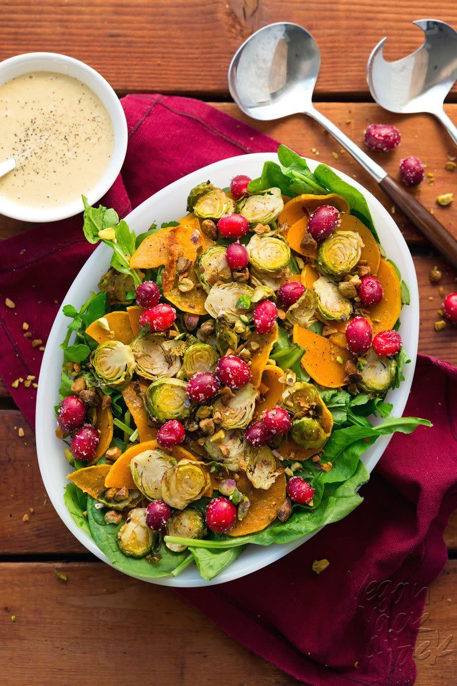 13) Brussels Sprout Butternut Squash Salad With Creamy Dressing