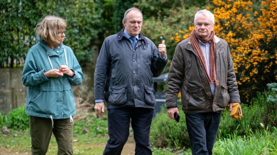 Liberal Democrac leader Ed Davey with Gloucester's group leader Jeremy Hilton walking together