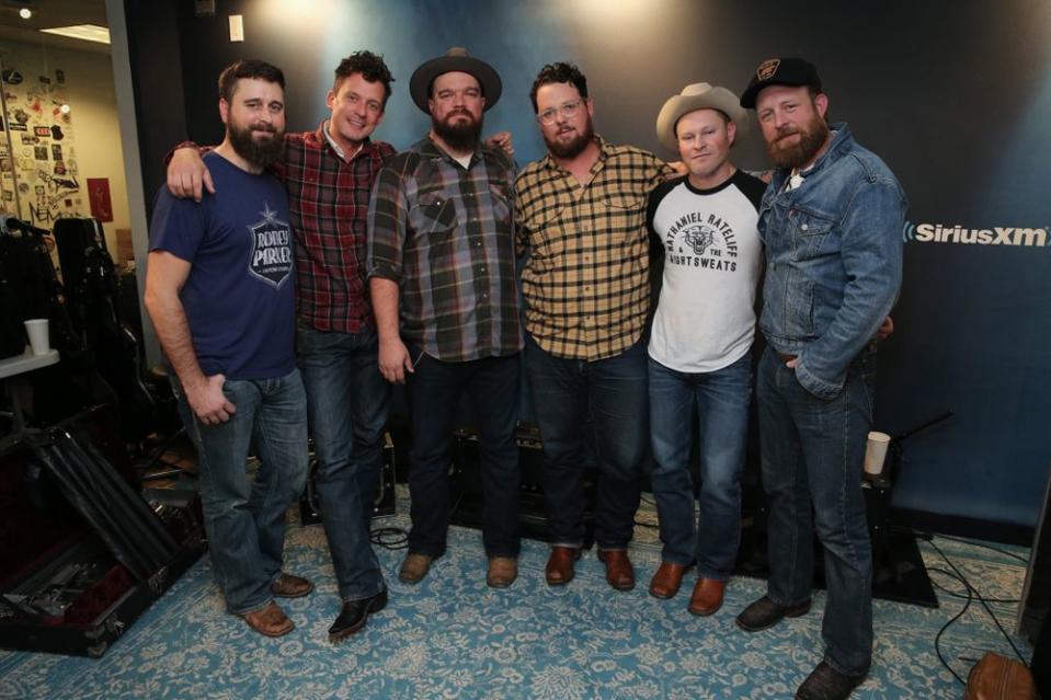 Turnpike Troubadours Hank Early, Evan Felker, RC Edwards, Gabriel Pearson, Kyle Nix and Ryan Engleman visit at SiriusXM Studios in October 2017 in New York City.