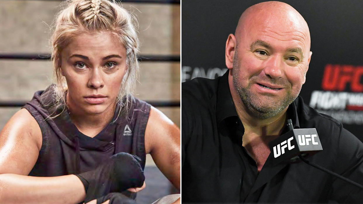 Pictured here, fighter Paige VanZant and UFC president Dana White.