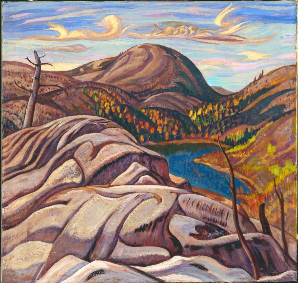 A.Y. Jackson (1882 - 1974), Hills, Killarney, Ontario (Nellie Lake), c. 1933, oil on canvas, 77.3 x 81.7 cm, Gift of Mr. S. Walter Stewart, McMichael Canadian Art Collection, 1968.8.28