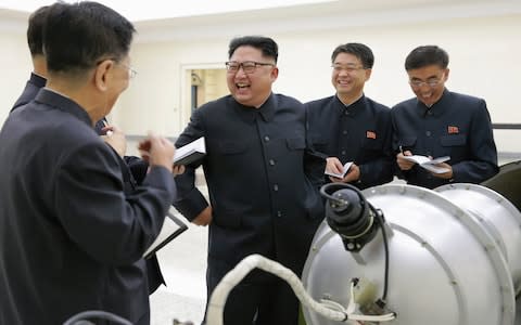 Kim Jong-un urportedly guiding the work for nuclear weaponization - Credit: EPA/KCNA