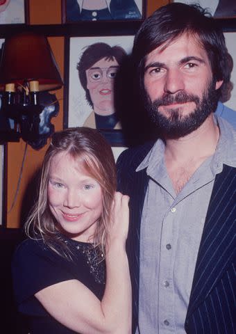 <p>Art Zelin/Getty</p> Jack Fisk and Sissy Spacek at Sardi's New York, circa 1970.