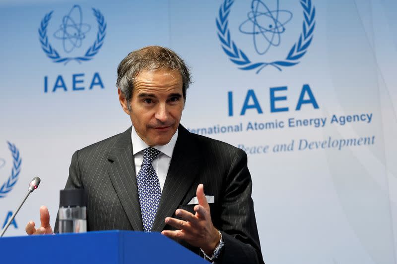 Director General of the International Atomic Energy Agency (IAEA) Rafael Grossi holds a press conference