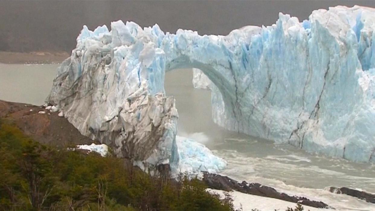 Watch Glacier Ice Bridge Plunge Into Water