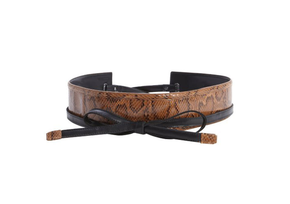 Fashion Focus Tan and Black Faux Python Tie Waist Belt. 