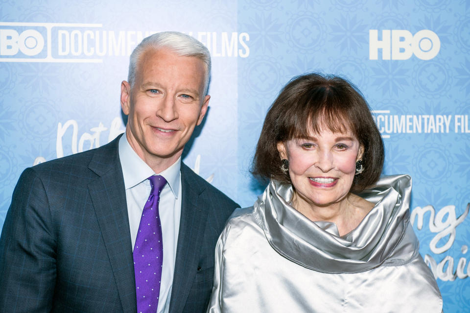 Anderson Cooper said his late mother, Gloria Vanderbilt, was happy he was having a baby. Here they are at the Nothing Left Unsaid premiere in April 2016. 