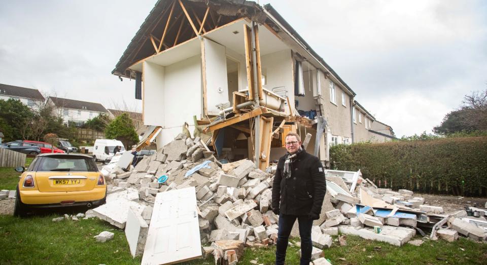 Darren Cornish was investigating a gas leak with his mum when the kitchen exploded (SWNS)