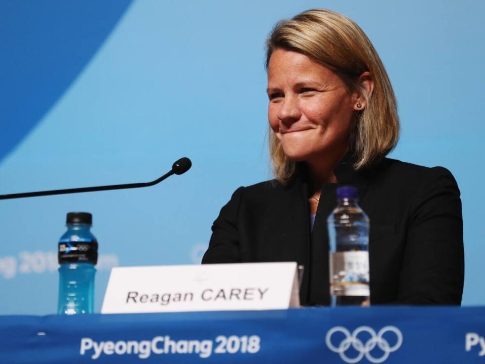 Premier Hockey Federation commissioner Reagan Carey, seen above in 2018, told CBC Sports she's been 'consistent' in her outreach to the Professional Women's Hockey Players' Association. (Ker Robertson/Getty Images - image credit)