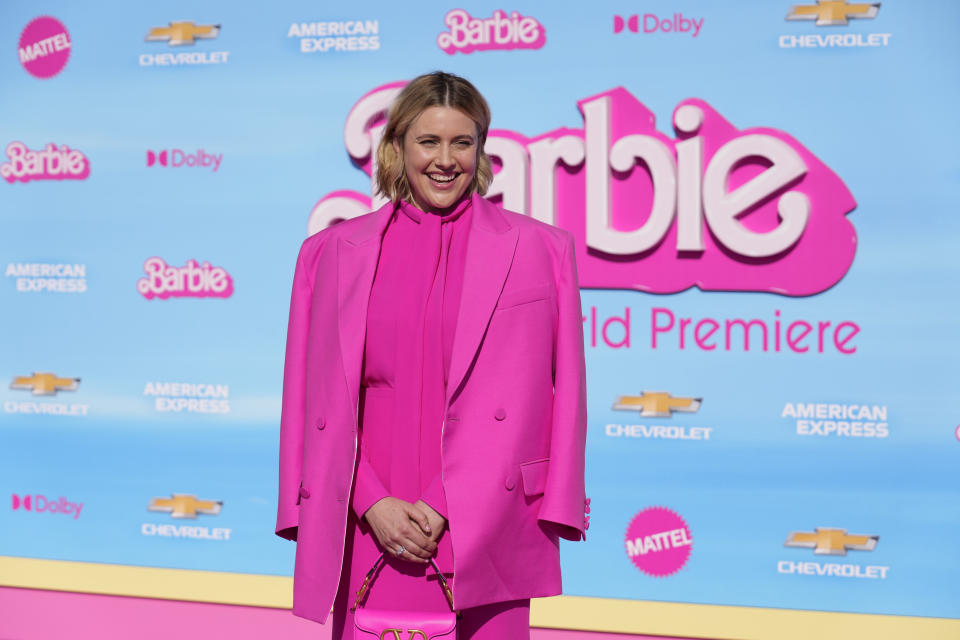 Writer/director/executive producer Greta Gerwig arrives at the premiere of "Barbie" on Sunday, July 9, 2023, at The Shrine Auditorium in Los Angeles. (AP Photo/Chris Pizzello)