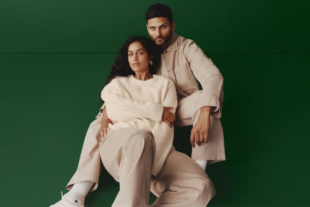 <p>GAP</p> Jay Shetty and Radhi Devlukia-Shetty pose for Gap Holiday 2023 campaign.