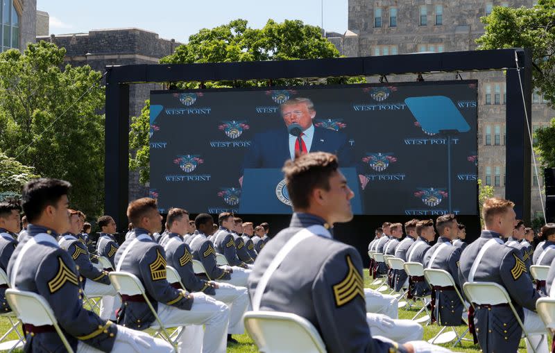 U.S. President Donald Trump delivers commencement address at the 2020 United States Military Academy Graduation Ceremony at West Point, New York