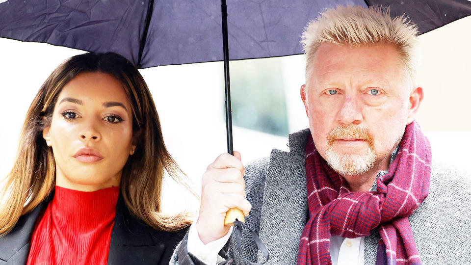 Pictured right, tennis legend Boris Becker and his partner Lilian de Carvalho Monteiro outside Southwark Crown Court in London. 