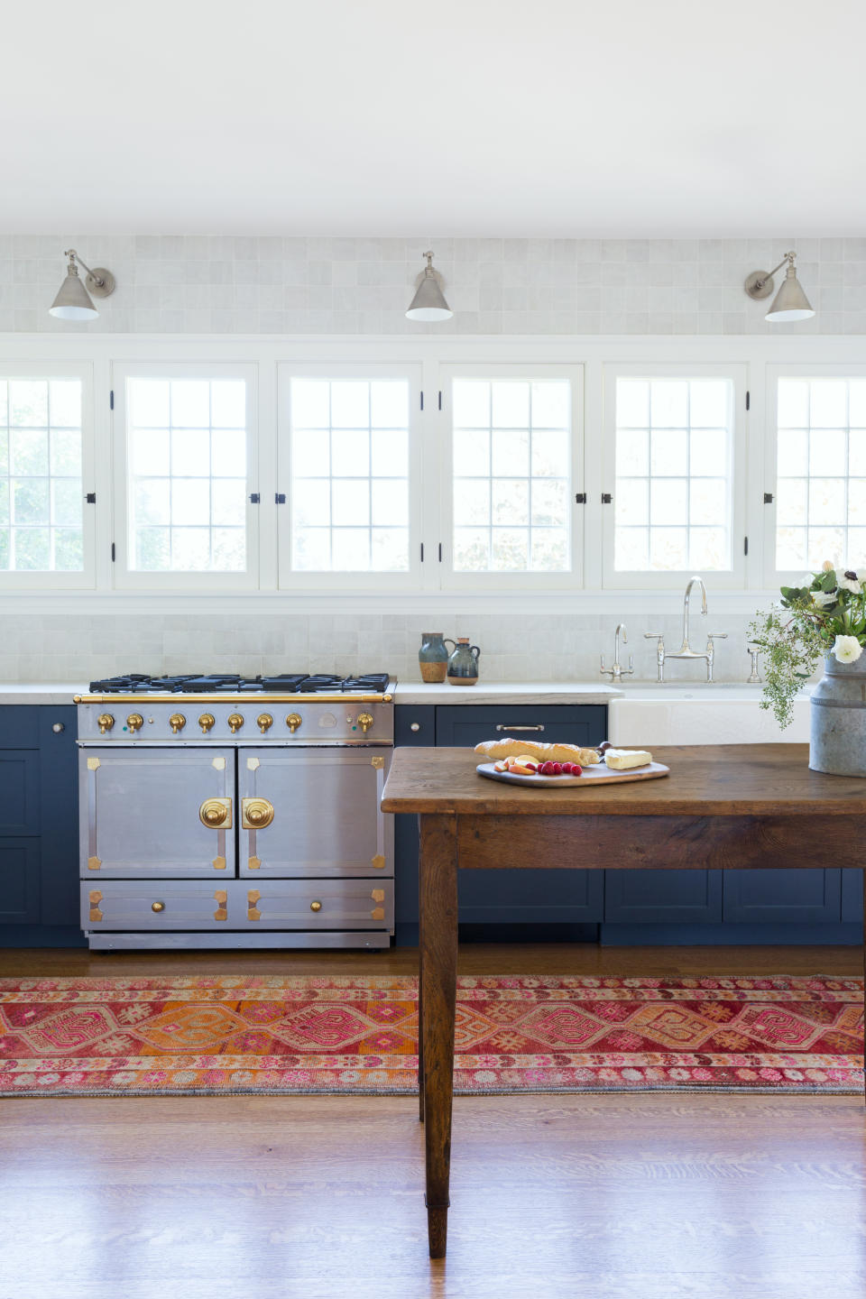 modern farmhouse kitchen with statement oven by Amy Sklar Design