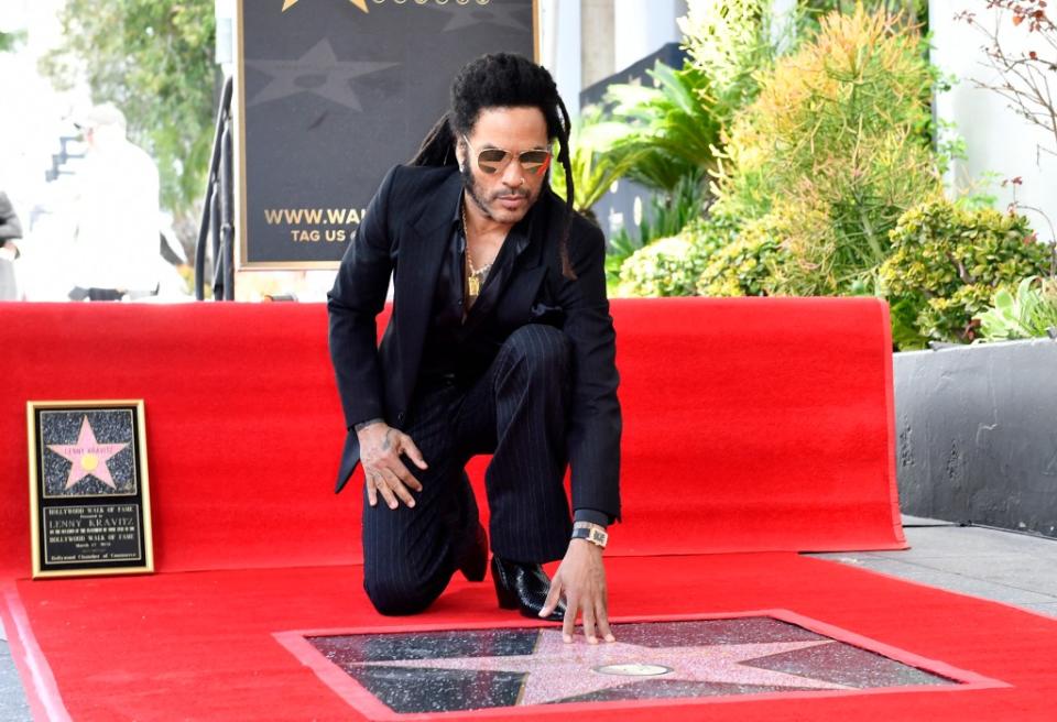 Lenny Kravitz gets his star on the Hollywood Walk of Fame. AFP via Getty Images