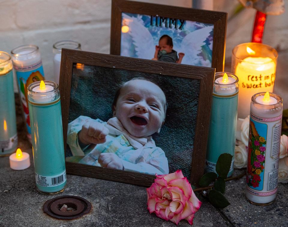 Memorial for Timmy, created by concerned neighbors outside of his Radcliffe Street home in Bristol Borough, on Friday, May 26, 2023.