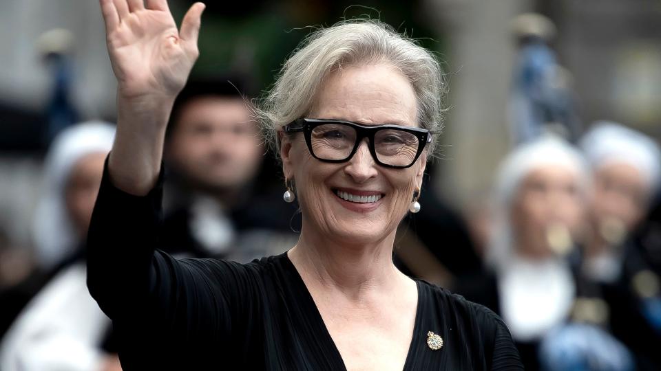 Meryl Streep pictured with grey-blonde hair