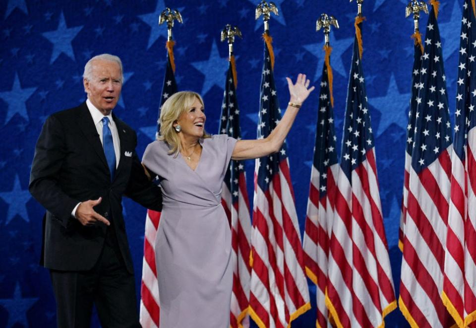 Jill Biden and Joe Biden at the 2020 DNC.