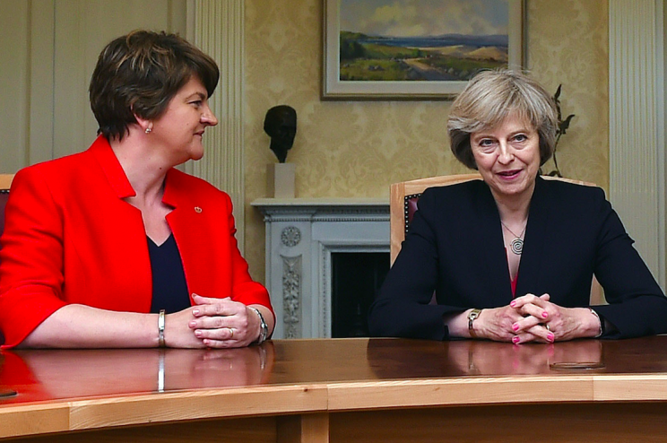 Mrs Foster and Mrs May sat down together last year (Picture: PA)