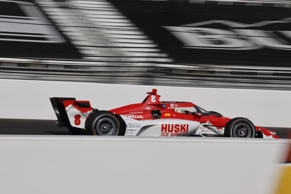 INDIANAPOLIS, INDIANA, UNITED STATES - 2023/08/11: IndyCar driver Chip Ganassi Racing's Marcus Ericsson (8) of Sweden in action during the practice for the 2023 Gallagher Grand Prix at Indianapolis Motor Speedway in Indianapolis. (Photo by Jeremy Hogan/SOPA Images/LightRocket via Getty Images)