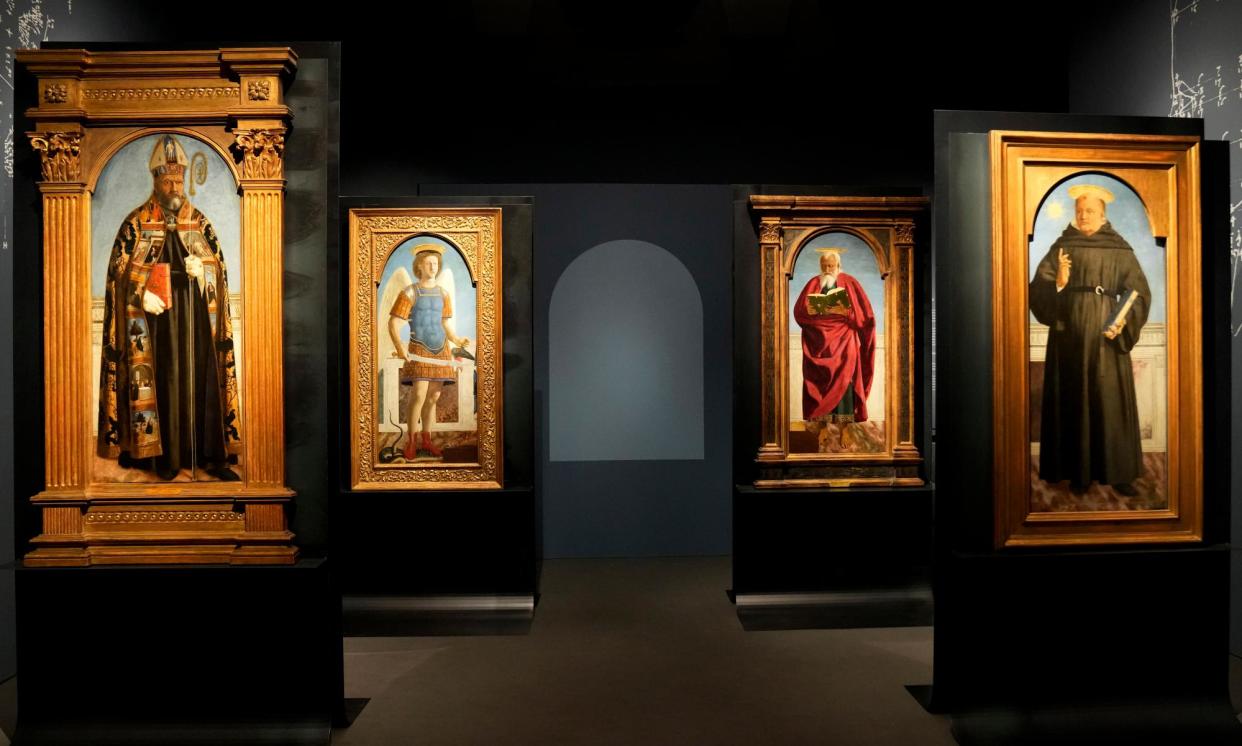 <span>Frames reunited … A view of the Italian artist Piero della Francesca's paintings at Milan's Poldi Pezzoli museum.</span><span>Photograph: Antonio Calanni/AP</span>