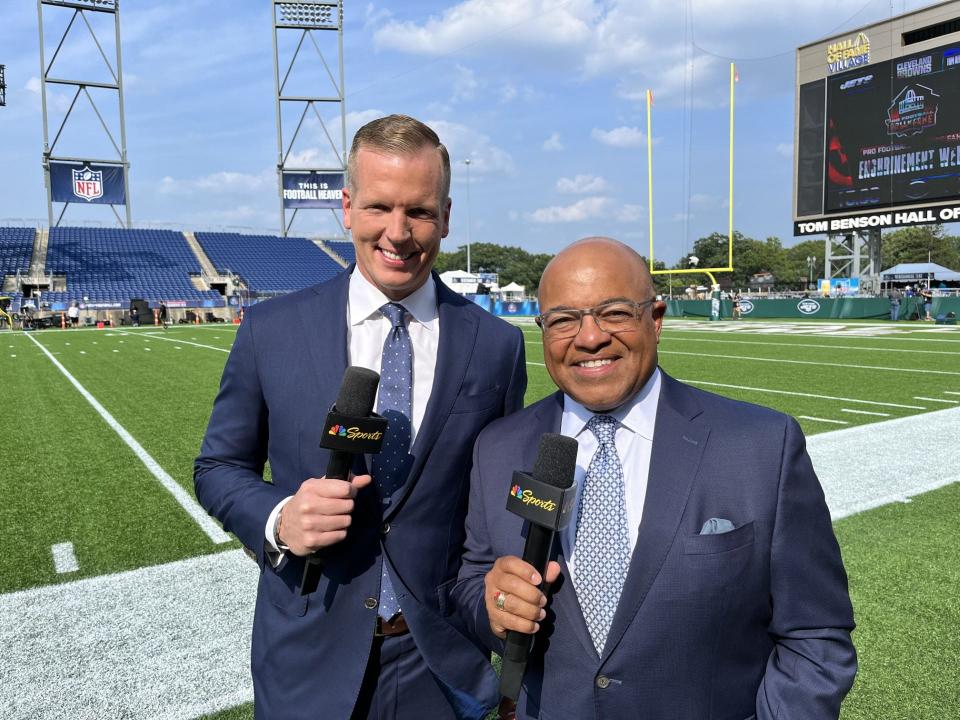 Chris Simms and Mike Tirico will call Michigan football's season opener against East Carolina on Saturday on Peacock.