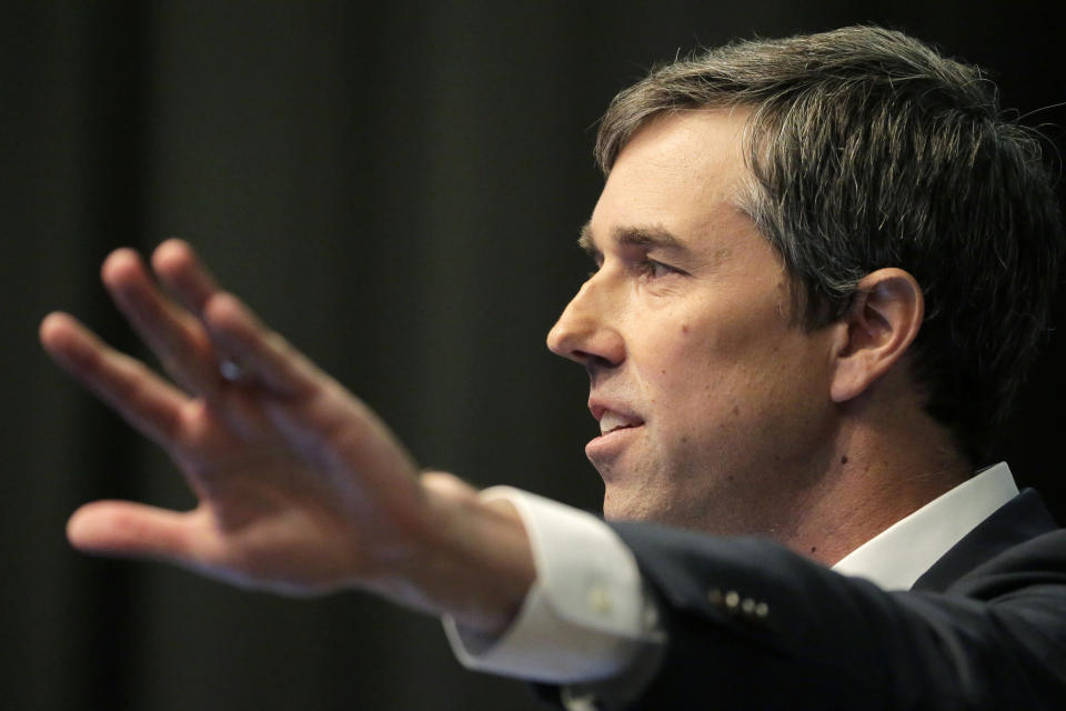 Democratic presidential candidate and former Texas congressman Beto O’Rourke speaks during the National Action Network Convention in Manhattan on Wednesday. (Photo: Seth Wenig/AP)