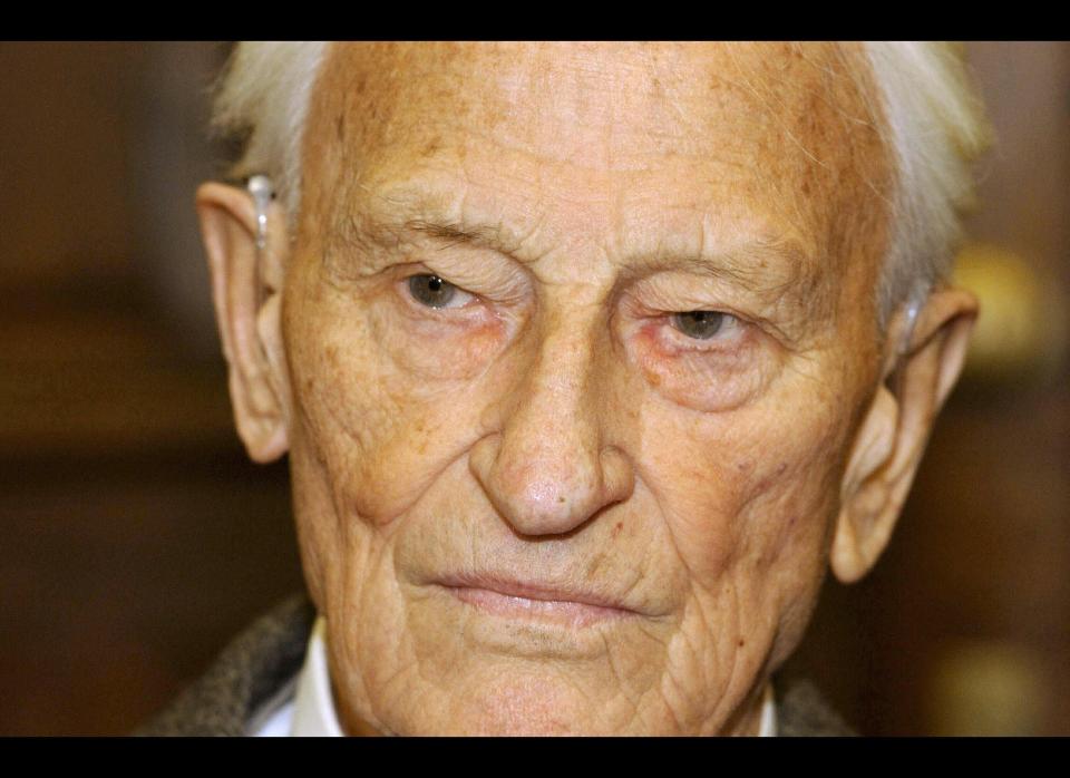 Friedrich Engel, a 93-year-old former SS major, is convicted on 59 counts of murder for a 1944 massacre of Italian prisoners and given a suspended seven-year sentence. A federal court later quashes the conviction, doubting the evidence was sufficient. Engel dies in 2006. (Photo: AP)