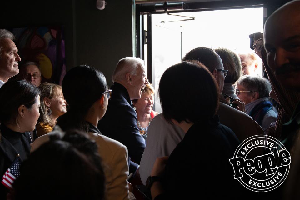 Biden with supporters after holding a meet-and-greet at The Community Oven in Hampton, New Hampshire, on May 13, 2019.