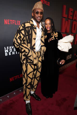 <p>Kevin Mazur/Getty </p> Mahershala Ali (left) and Amatus Sami-Karim attend the Leave The World Behind NY Special Screening on December 04, 2023