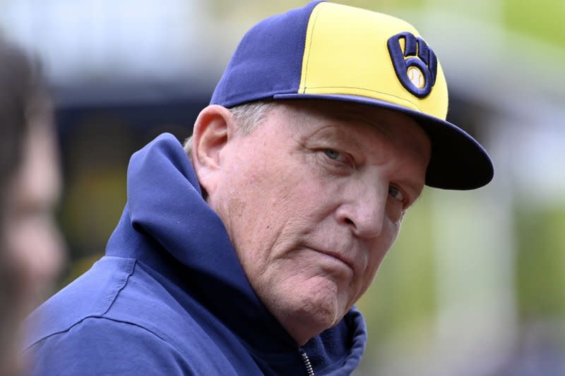 Milwaukee Brewers manager Pat Murphy (pictured) said he watched shortstop Willy Adames interact with opposing fans after he hit his game-winning homer against the Kansas City Royals on Tuesday in Kansas City, Mo. File Photo by Archie Carpenter/UPI