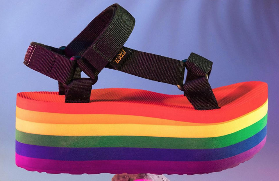 Teva's 2019 Flatform Universal Pride sandal, rainbow, 2019