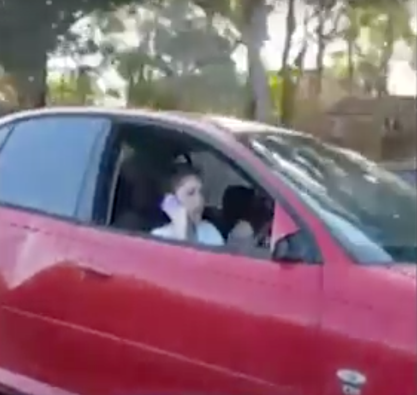 A P-plater was caught on video talking on her mobile phone. Source: 7 News