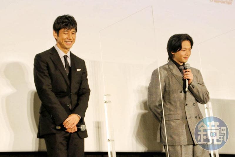 西島秀俊（左）與中村倫也今為劇集《假面騎士BLACK SUN》登東京國際影展，默契十足的兩人讓現場笑聲不斷。