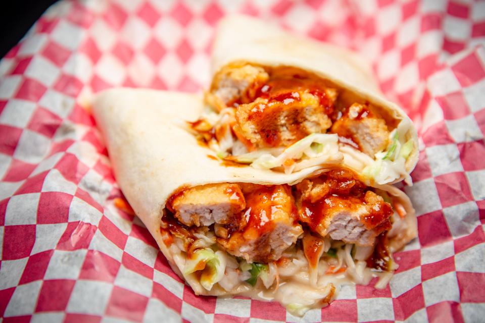 Chuckie's Tenderloin Wrap from Chuckie's, one of dishes featured in the 2022 New Foods at the Iowa State Fair, Tuesday, July 19, 2022.