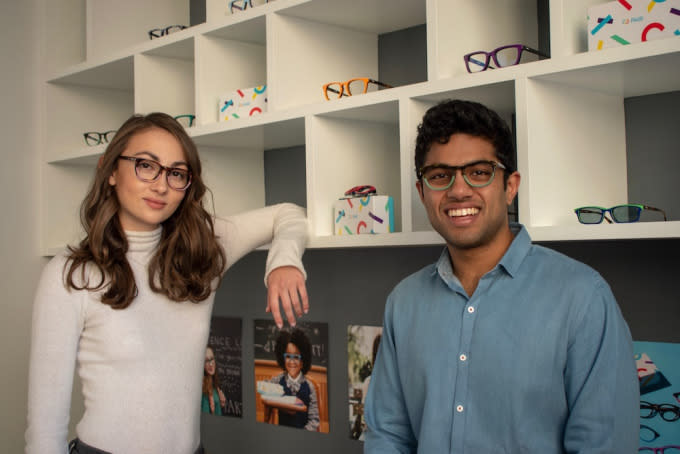 Pair Eyewear founders Nathan Kondamuri and Sophia Edelstein