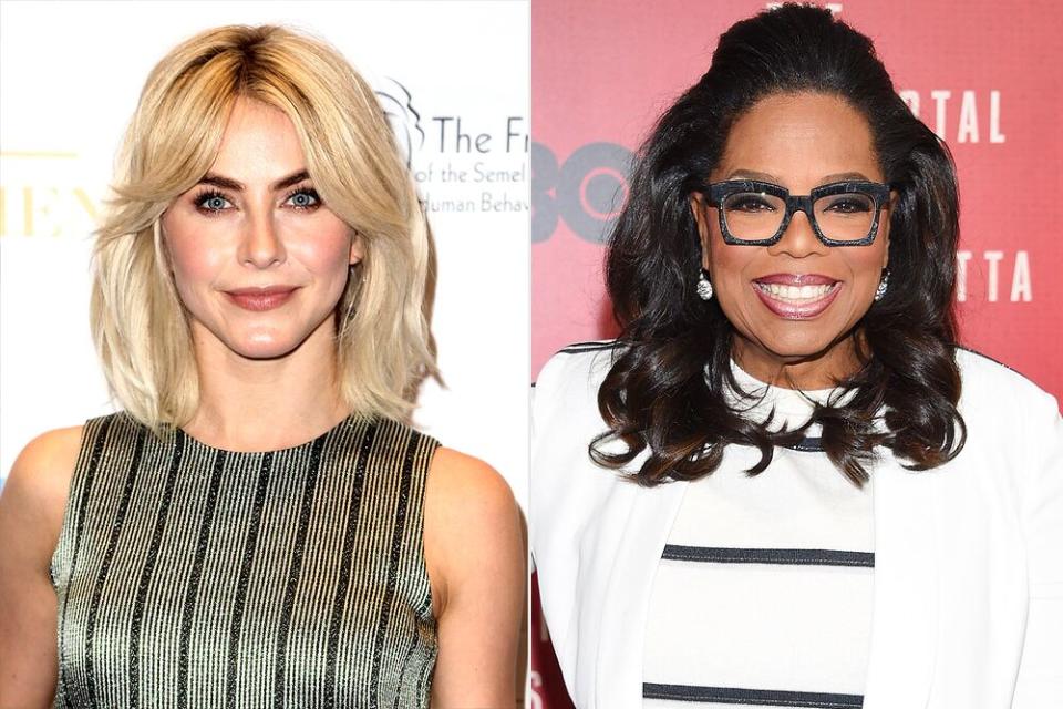 Julianne Hough and Oprah Winfrey | Tommaso Boddi/Getty; Dimitrios Kambouris/Getty