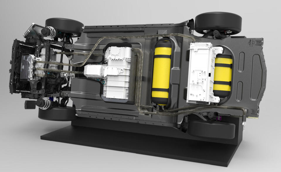 <p>Besides the cost of the fuel-cell stack and the lack of a refueling infrastructure, the other major issue with this alternative to the battery-powered car is storing the hydrogen. Until now, fuel-cell-powered vehicles have stored hydrogen gas in bulky carbon-fiber-wrapped cylinders at pressures up to 10,000 psi. For several years the U.S. Department of Energy's Advanced Research Projects Agency–Energy (ARPA-E) has been funding a variety of research projects to develop conformable storage systems for compressed natural gas. One in particular could be adapted to hydrogen storage. The "intestinal" storage system developed by San Francisco startup Volute consists of a series of what are essentially small gas cylinders linked together in series and wrapped back and forth on top of one another. An arrangement like this provides much greater packaging flexibility than one or two large cylinders, making it practical in smaller cars and in irregularly shaped areas.</p>