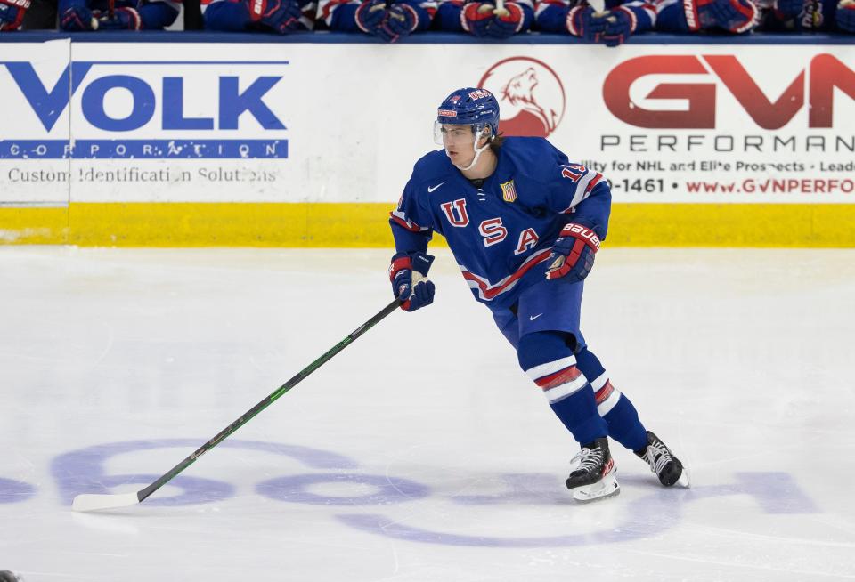 Along with Broc Little and Lyndsey Fry, Matthew Knies is the third Arizona-born player to be named to a U.S. Olympic hockey team World Junior Summer Showcase-Team Blue vs Sweden