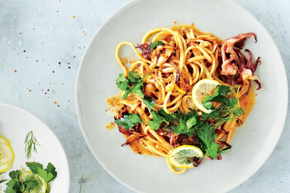 Squid and Fennel Pasta with Lemon and Herbs