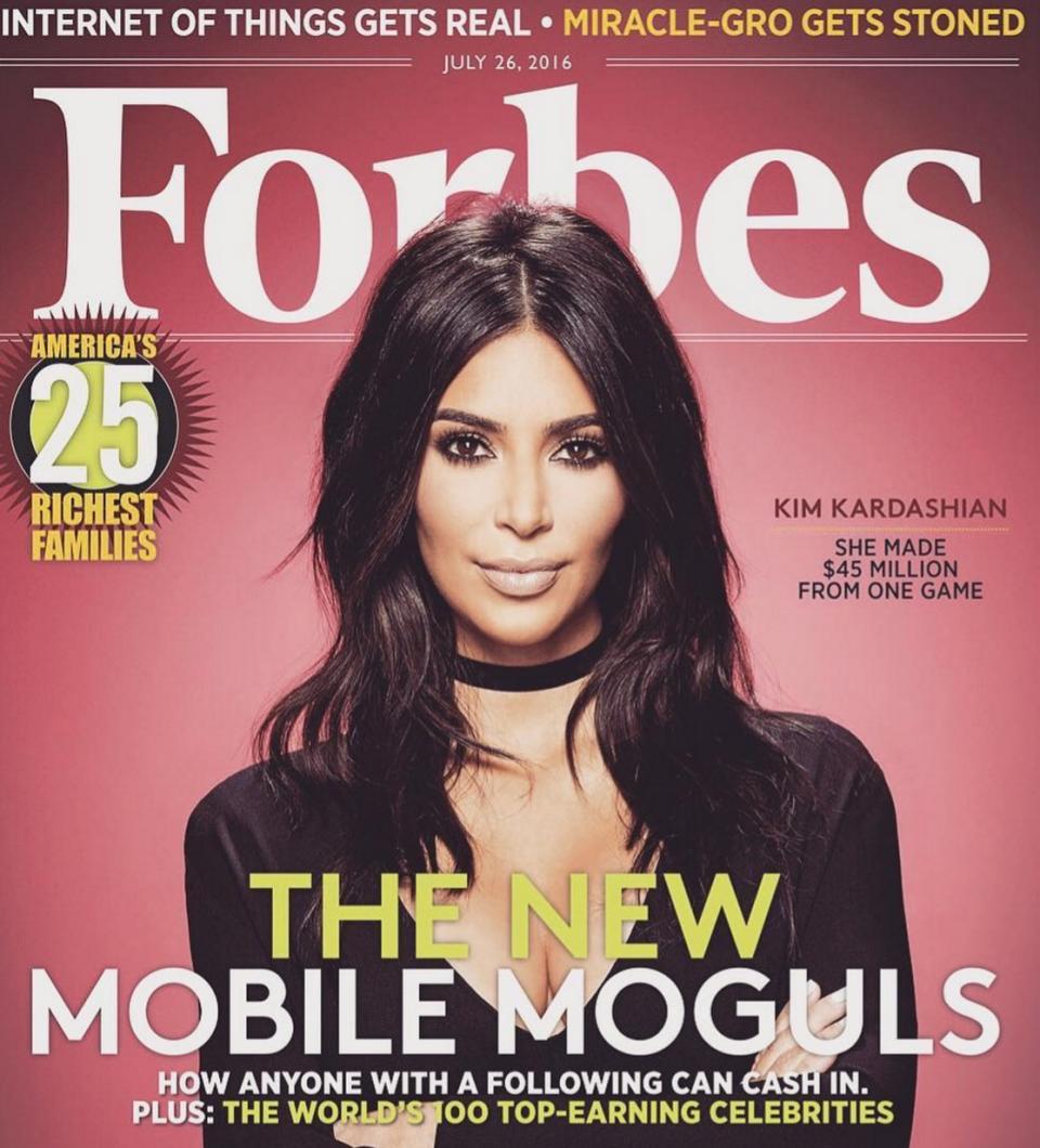 Kim Kardashian didn't actually make the top 30, but that didn't stop her from earning a place on the Forbes issue revealing the list.