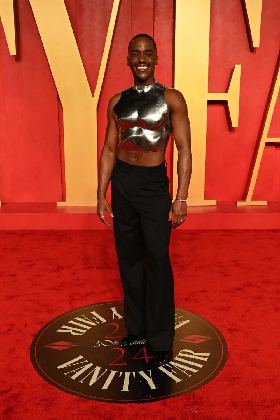 Ncuti Gatwa attends the 2024 Vanity Fair Oscar Party, 2024 (Getty Images for Vanity Fair)